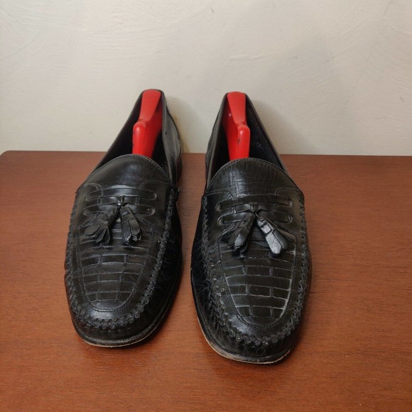 Giorgio Brutini Men\'s Dress Shoes Loafers Tasseled Black Leather Size 10.5. main image 7
